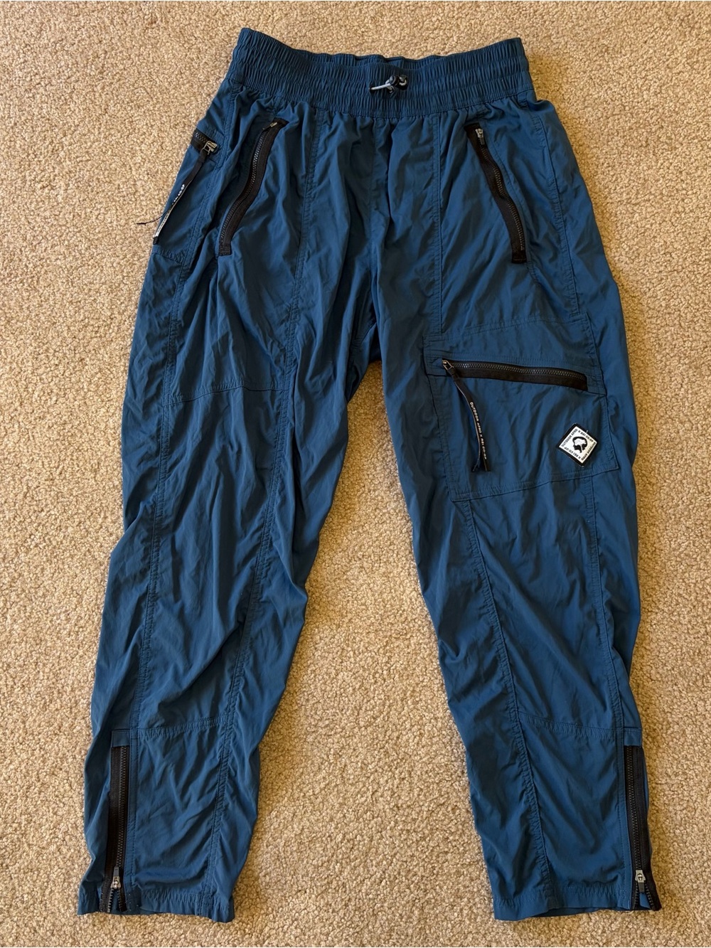 REI Outdoor Afro Trail Pants Women 12 Blue Nylon Hiking Cargo Zip Pocket